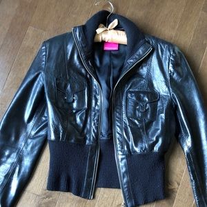 Mackage crop leather jacket